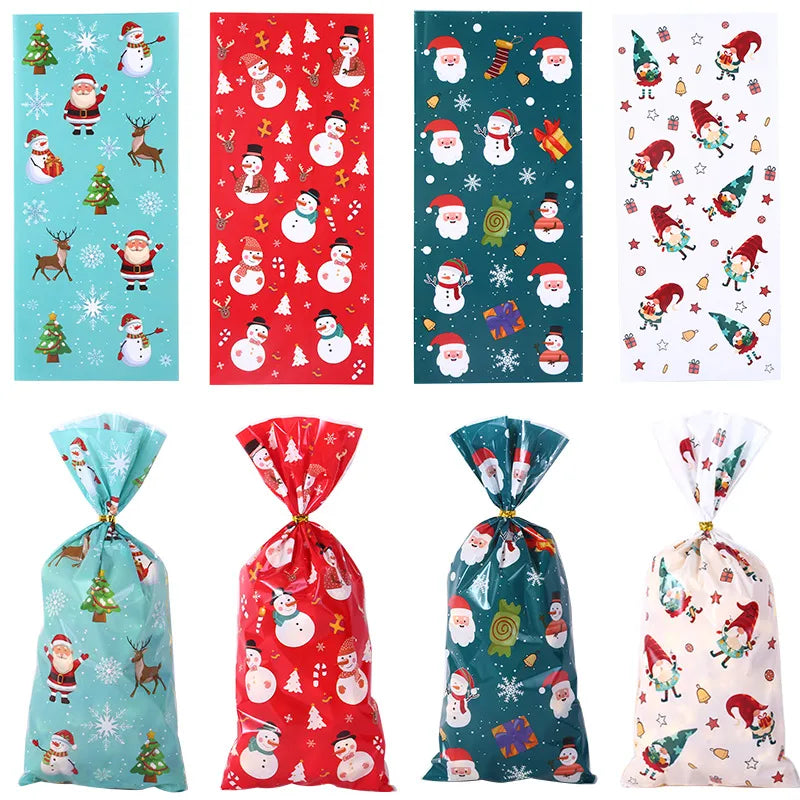 Christmas element printing OPP packaging bag Santa Claus Candy flat pocket baking snack tie pocket