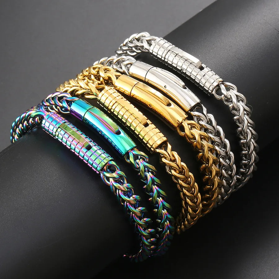 Hip-Hop Geometric 304 Stainless Steel Plating Men's Bracelets Men Chain Bracelets