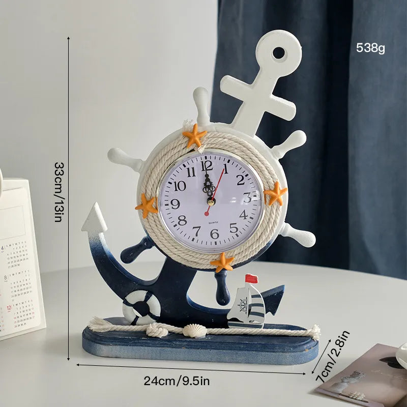 Navy Style Marine Style Anchor Clock Wood Ornaments Clock Artificial Decorations