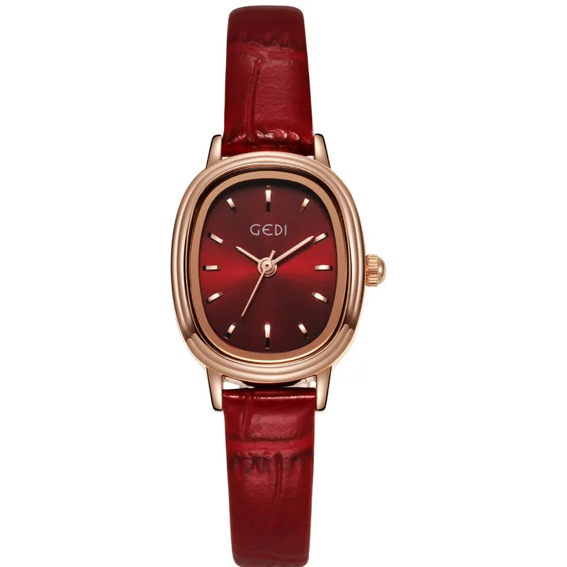 Retro Solid Color Buckle Quartz Watch Women's Watches