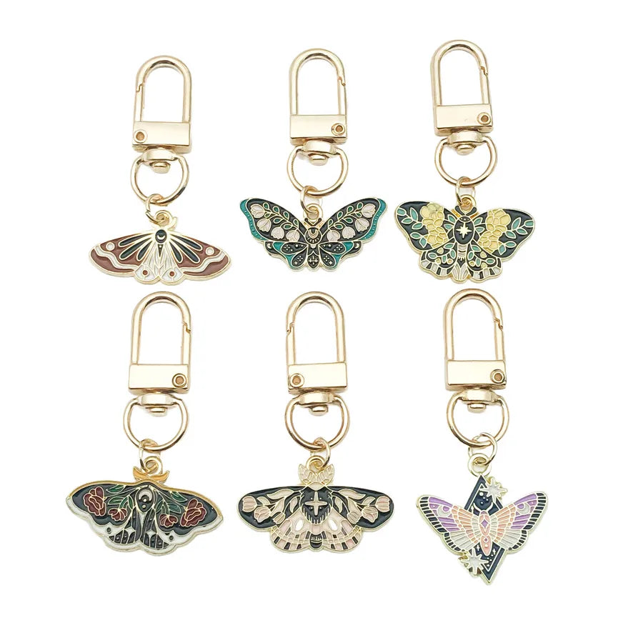 Cute Sweet Heart Shape Butterfly Alloy Enamel Bag Pendant Keychain