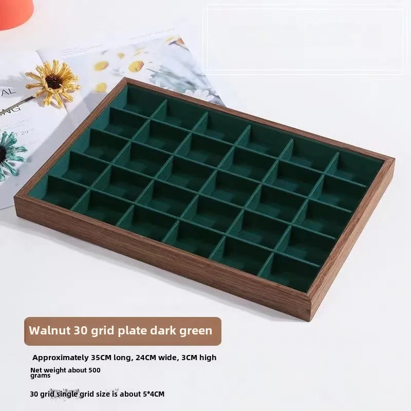 Walnut wood grain jewelry storage box ring tray stud earrings necklace watch tray jewelry bracelet display