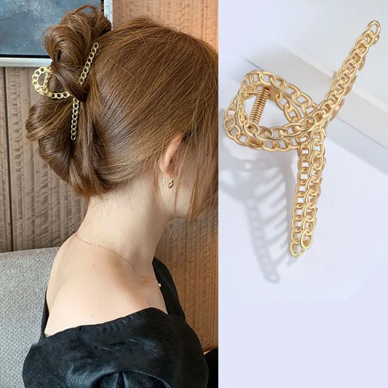 simple style sector shell rectangle imitation pearl rhinestone metal hair claws