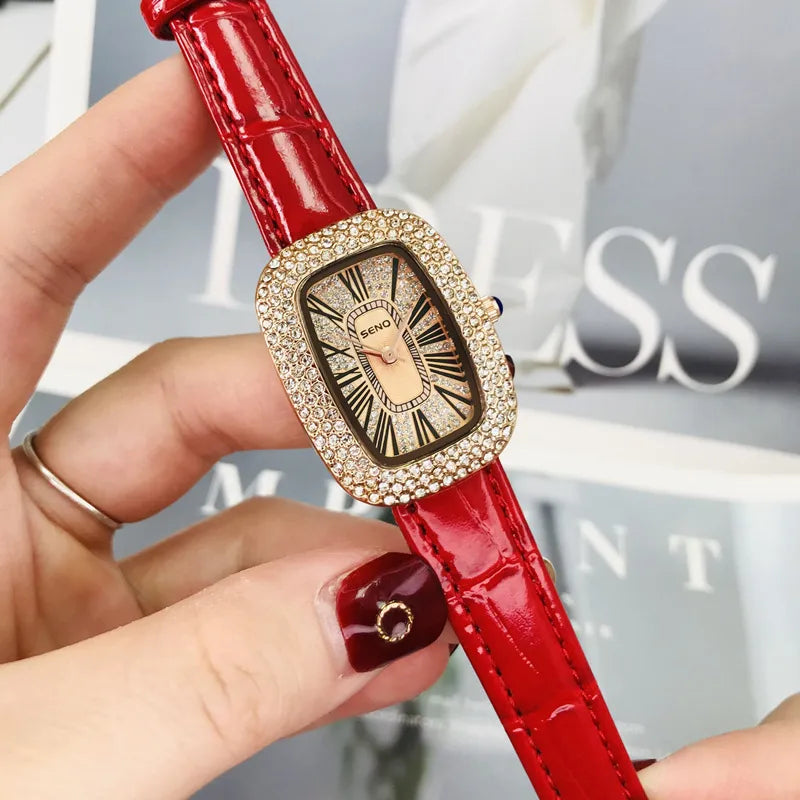 Casual Retro Color Block Buckle Quartz Watch Women's Watches