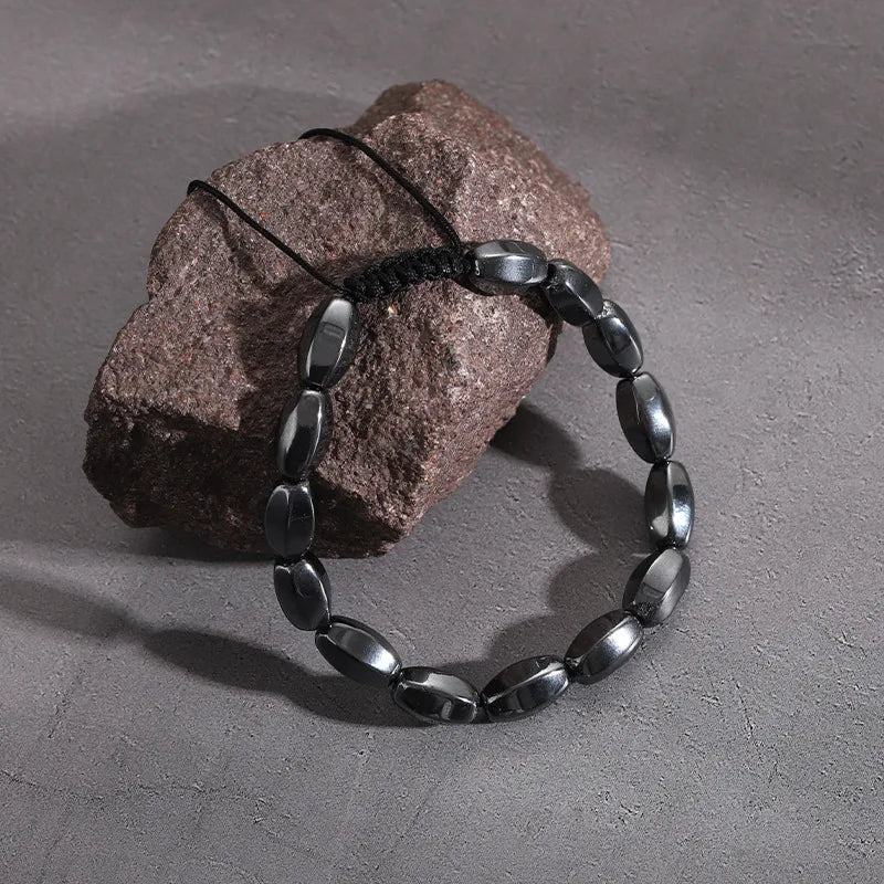 Streetwear Geometric black gallstone Unisex Drawstring Bracelets Men Beaded Bracelets