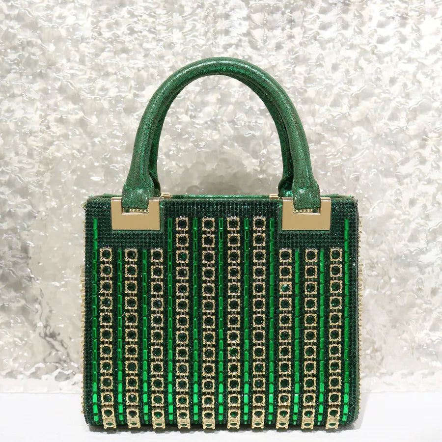 Factory direct  diamond-encrusted dinner bag ladies square box hand bag single shoulder slung dress bag