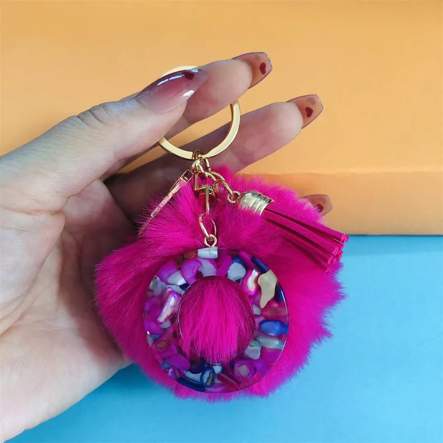 Simple Style Commute Letter Hairball Resin Unisex Bag Pendant Keychain