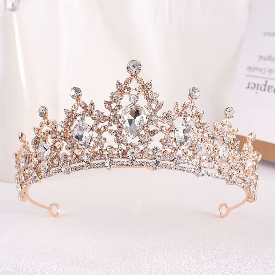 bridal water droplets alloy inlay rhinestones crown