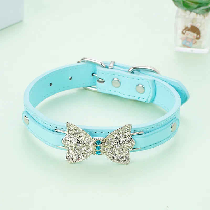 creative shiny diamond bow solid color dog leash