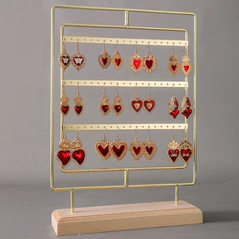 Gothic Style Red Heart Pendant Earrings Alloy Jewelry Accessories Street Stall Night Market Dropshipping Ear Hooks RG2