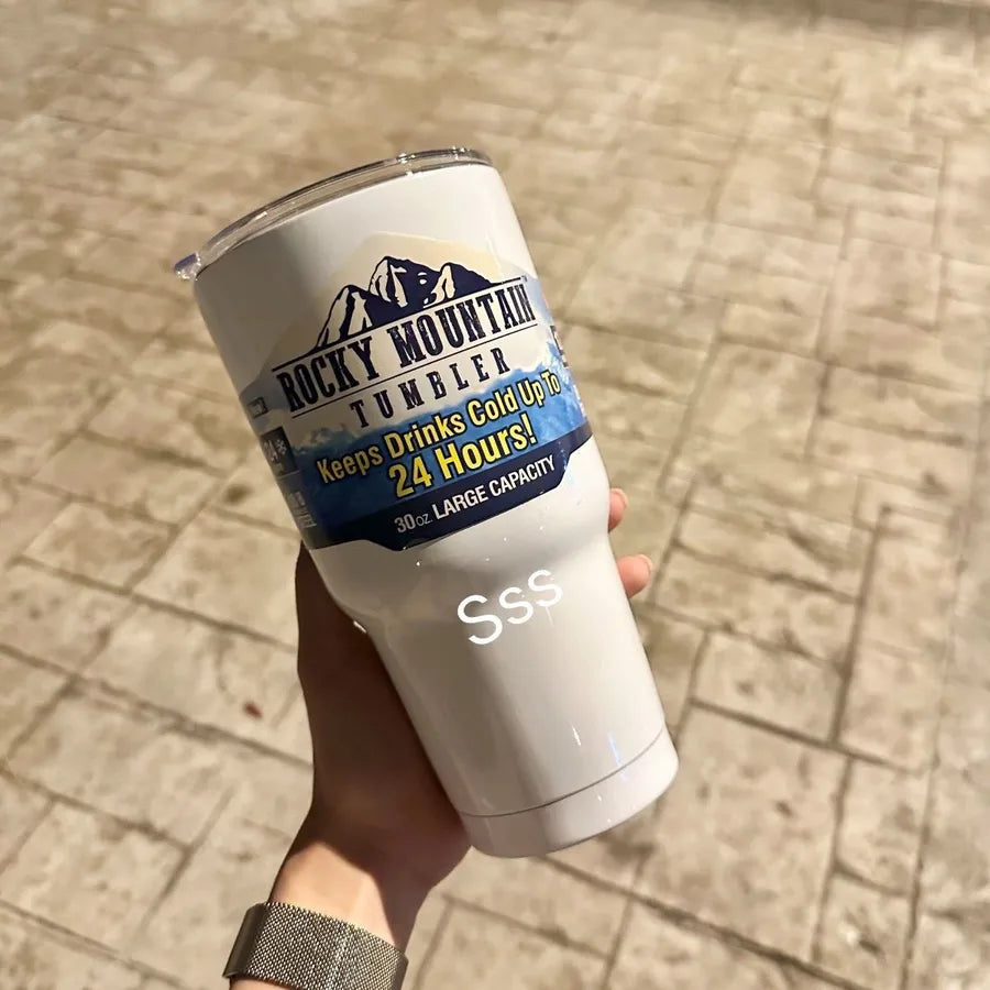 Large Ice Cup Food Grade 304 Stainless Steel Cold and Heat Preservation Double Drink Summer Coffee Cup Vehicle-Borne Cup Portable Men and Women Ins