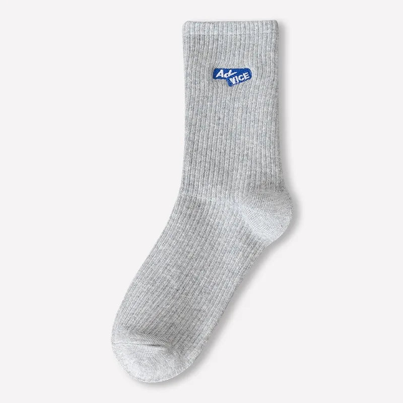 men's sports solid color cotton crew socks a pair
