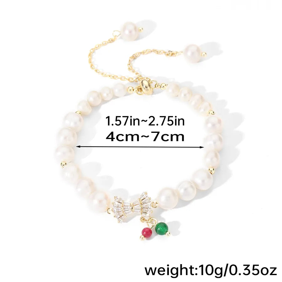 Elegant Luxurious Geometric natural stone Freshwater Pearl Copper Zircon Bracelets In Bulk
