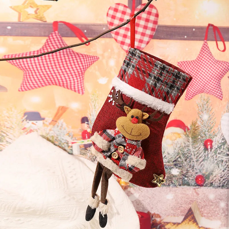 christmas retro santa claus snowman elk cloth party christmas socks