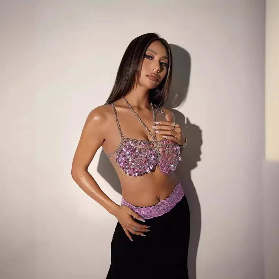 1 Piece Royal Sister Wind Solid Color Aluminum Women's Body Chain