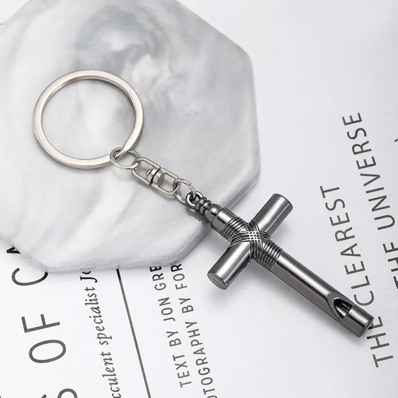 Modern Style Cross Whistle Zinc alloy Unisex Keychain