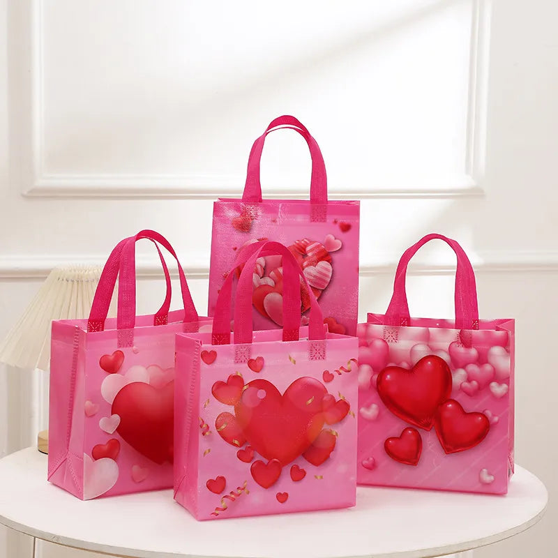 valentine's day birthday simple style heart shape nonwoven daily gift bags 1 piece