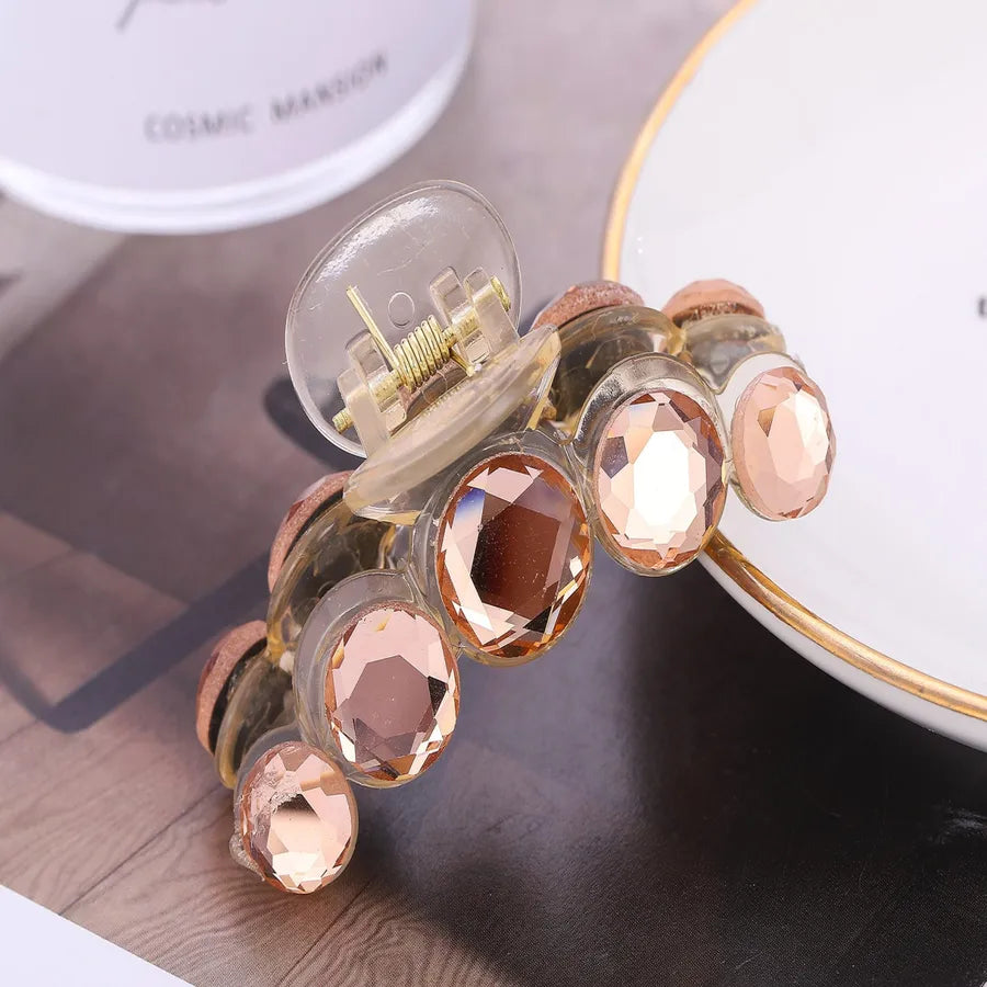 Elegant Women's Geometric Artificial Crystal Metal Hair Claws