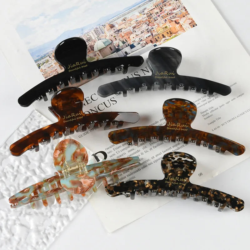 Elegant Large Size French Style Shark Clip Hair Accessories Women's Fashion Acetate Hair Grips New Version Forest System