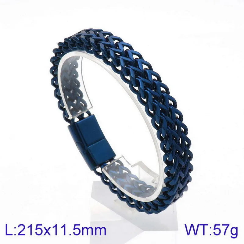 Hip-Hop Retro Color Block Titanium Steel Plating 18K Gold Plated Men's Bracelets