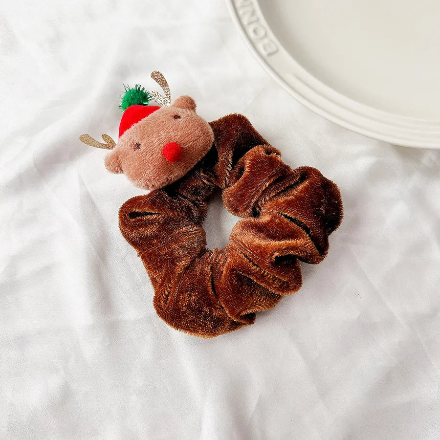 Christmas Cartoon Santa Claus And Deer Plush Elastic Fabric Hair Bands  Style Handmade Christmas Headwear
