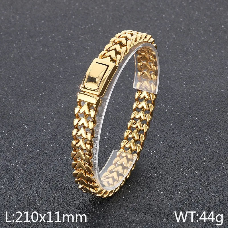 Simple Style Geometric Solid Color 304 Stainless Steel 18K Gold Plated Men's Bracelets