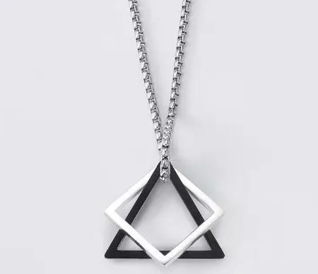 punk cool style triangle titanium steel men's pendant necklace