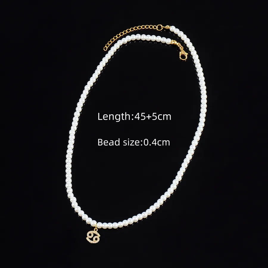 Casual Elegant Classic Style Constellation Artificial Pearl Copper Beaded Chain Beaded Necklaces Wholesale