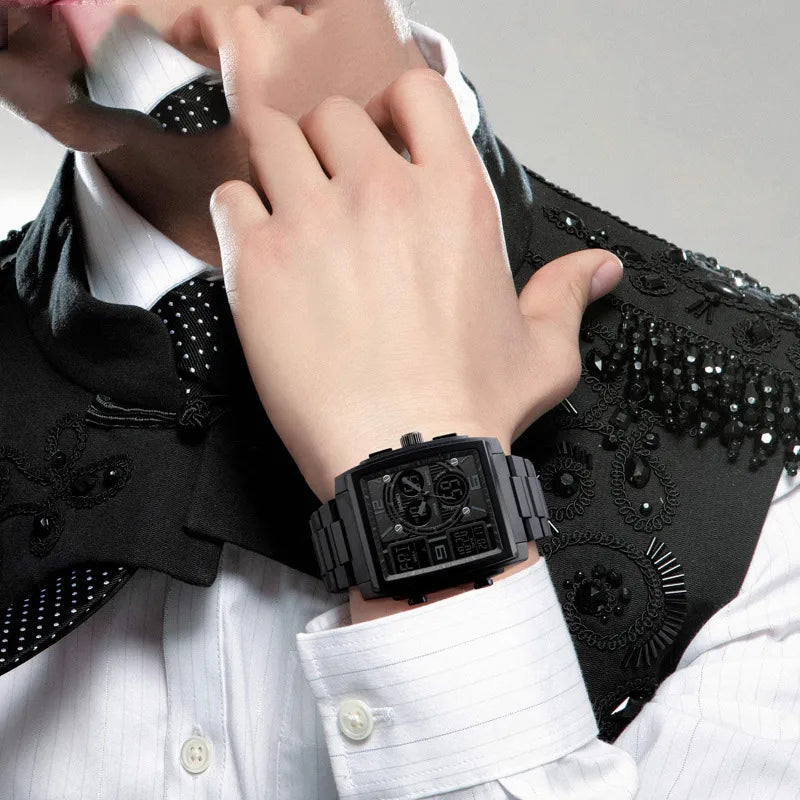 fashion square single folding buckle electronic men's watches