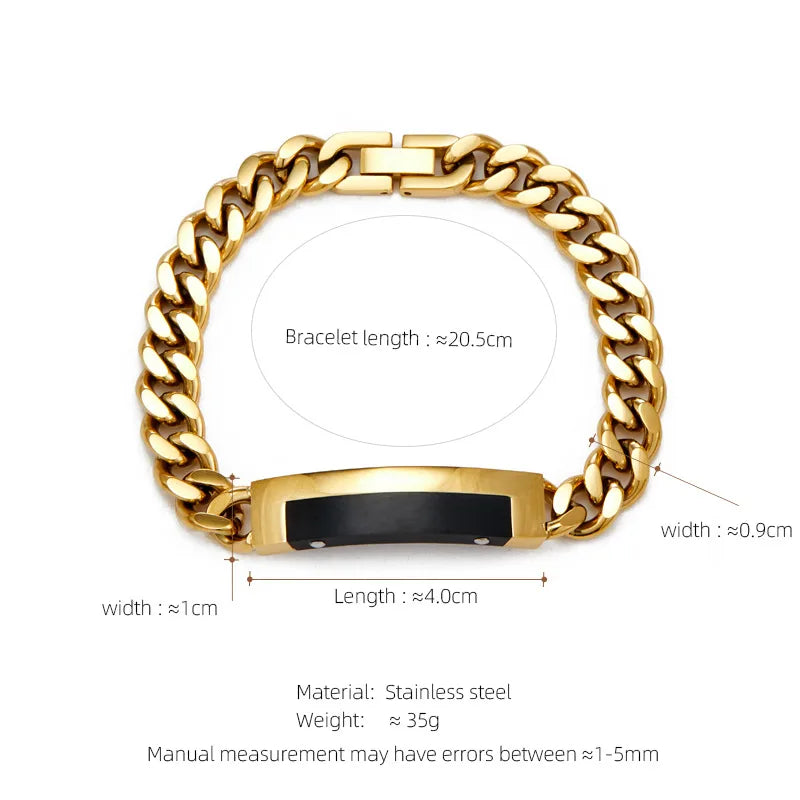 Hip-Hop Geometric 304 Stainless Steel Plating Men's Bracelets Men Chain Bracelets