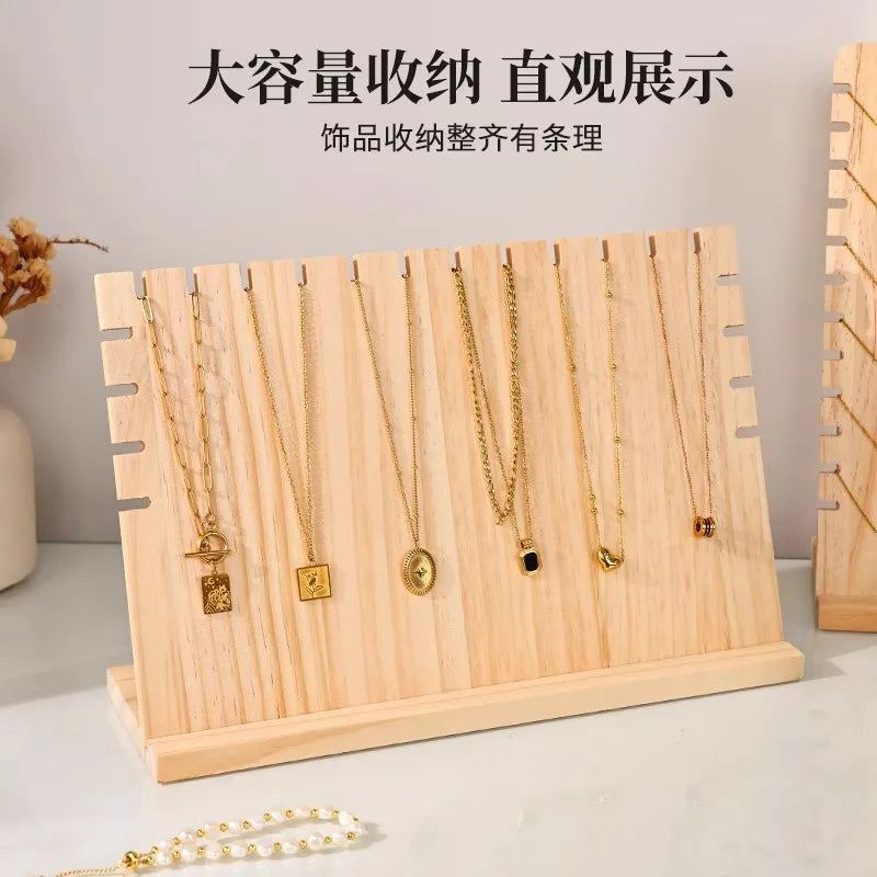 Premium Solid Wood Jewelry Display Stand Pendant Bracelet Vertical Detachable Accessory Board Gemstone Fashion Artistic Props