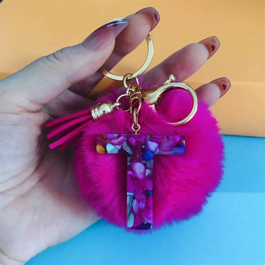 Simple Style Commute Letter Hairball Resin Unisex Bag Pendant Keychain