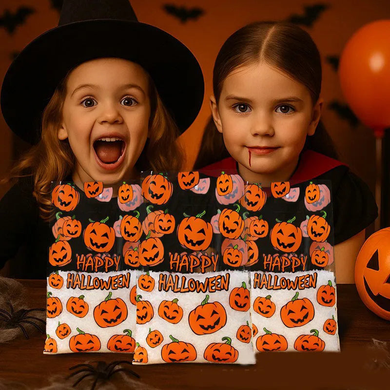 Halloween Candy Bag Holiday Party Gift Bag Pumpkin Printing Transparent Plastic Packaging Bag Children's Candy Bag
