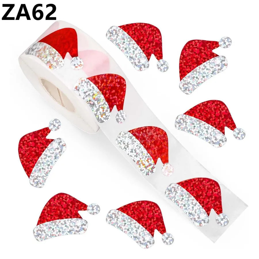 Christmas Holiday Candy Gift Stickers Decorative Non-drying Seal Stickers 500 Pieces/Roll Christmas Hat Stickers