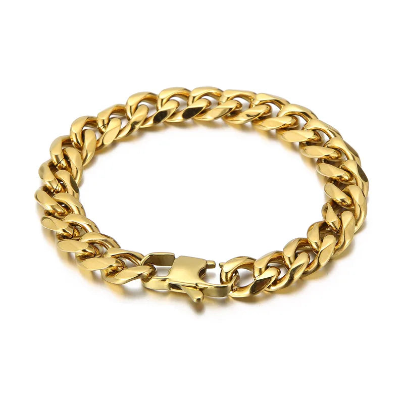 foreign trade supply one piece dropshipping simple fashion in europe and america 11mm cut titanium steel men's bracelet