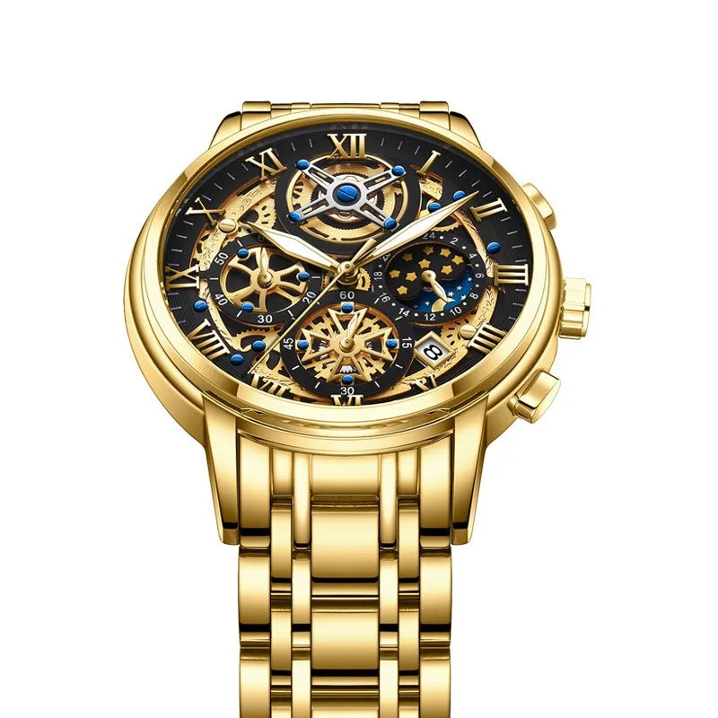 LIGE  Special for New Explosions Men's Quartz Watch Multifunctional Waterproof Watch Hollow Concept Watch