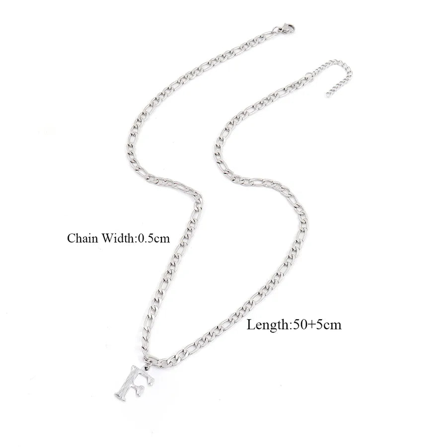 Wholesale Jewelry Retro Simple Style Letter 201 Stainless Steel 304 Stainless Steel Pendant Necklace figaro chain
