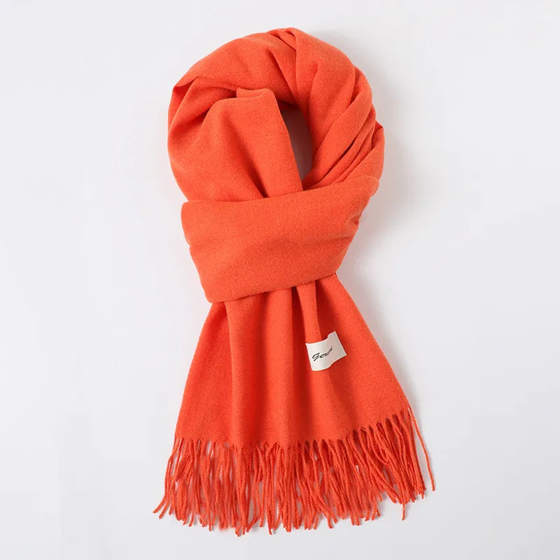 women's simple style solid color imitation cashmere scarf