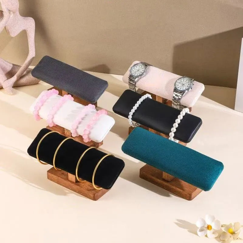 Modern Minimalist Walnut Wooden Bracelet Watch Display Stand Jewelry Storage Organizer Chain Link Accessory Showcase Holder