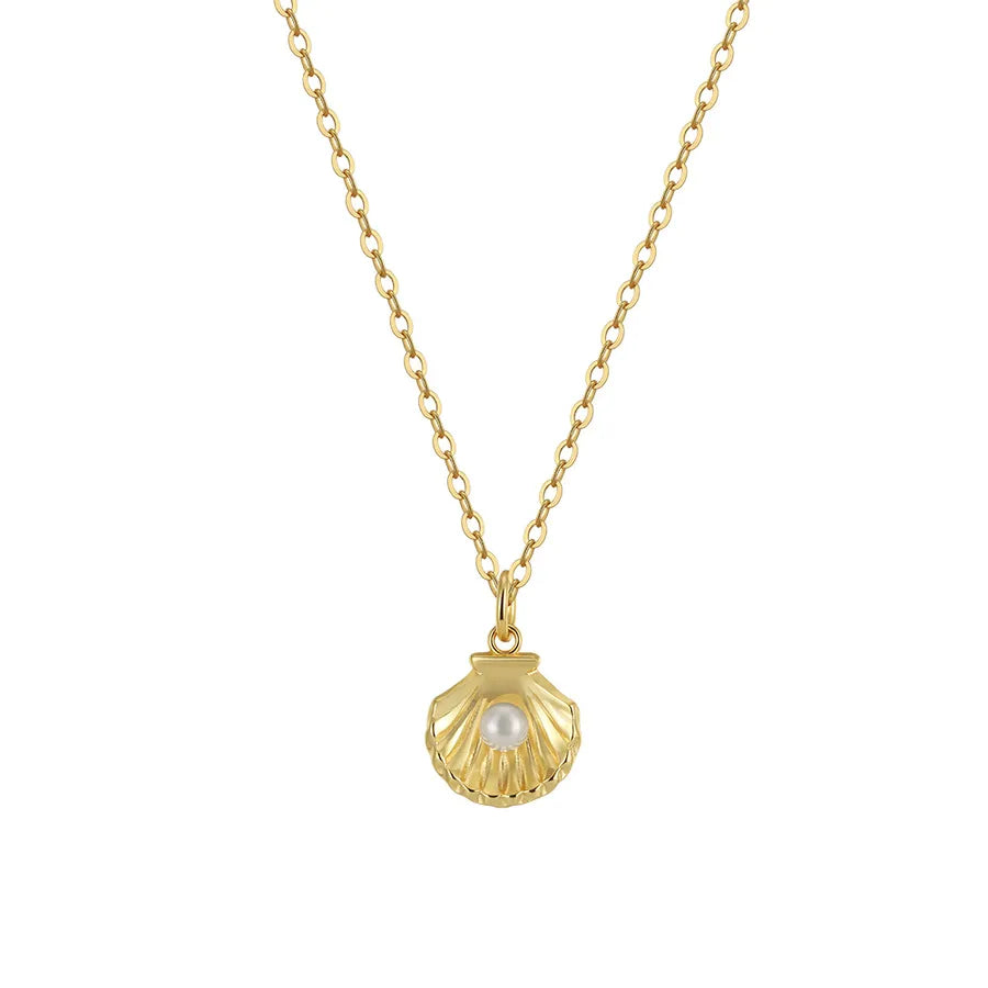 925 Sterling Silver Freshwater Pearl cable chain Plating Geometric Double Layer Necklaces Pendant Necklace Necklace
