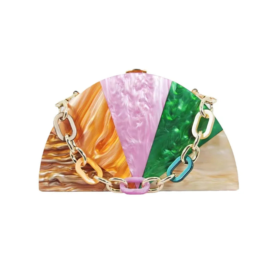 Acrylic Color Block Semicircle Evening Bags