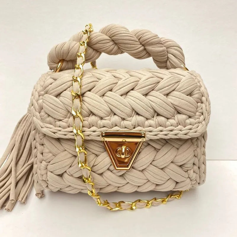 women's polyester color block elegant ethnic style square lock clasp handbag