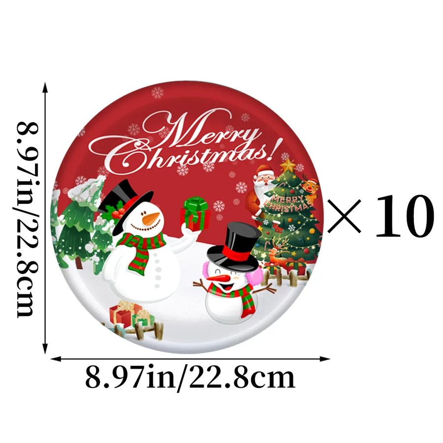 Christmas Theme Party Decoration Snowman Customized Paper Cups Plates Knives Forks Spoon Props Festive Cartoon Style