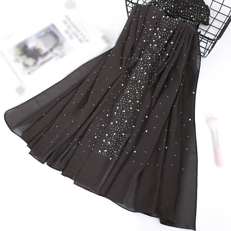 women's retro solid color chiffon silk scarves