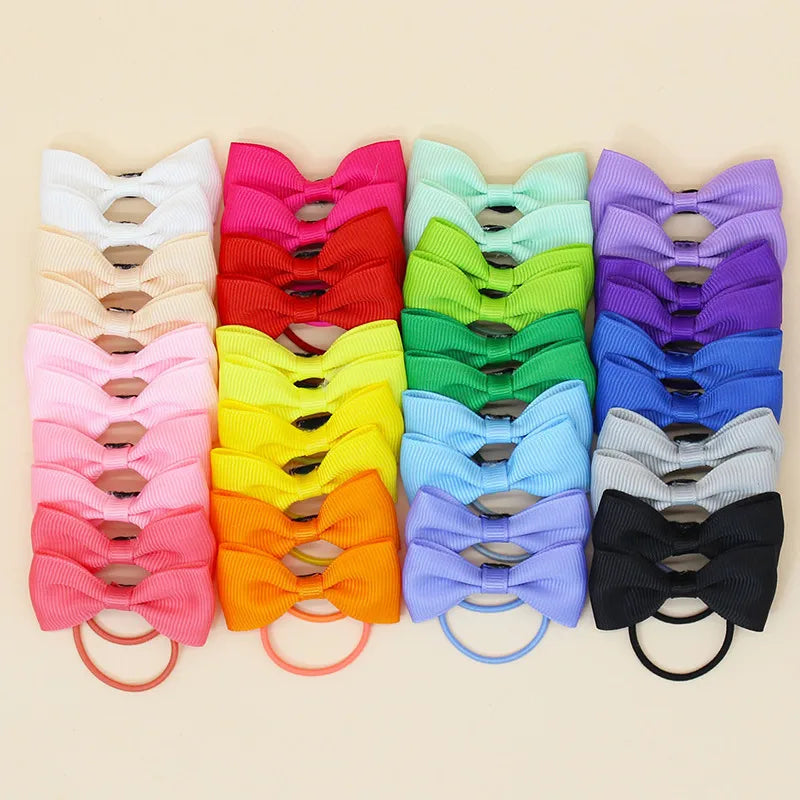 Kidsren's Popular 20 Colors 40 Pure Color Ribbed Small Rubber Bands Versatile Bow Hot Selling Hair Accessories Hair Ties for Women