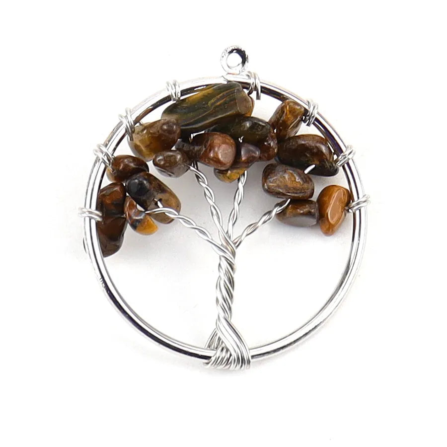 simple style lucky tree natural stone agate wholesale pendants