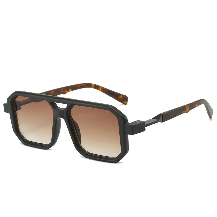 retro color block pc square full frame men's sunglasses
