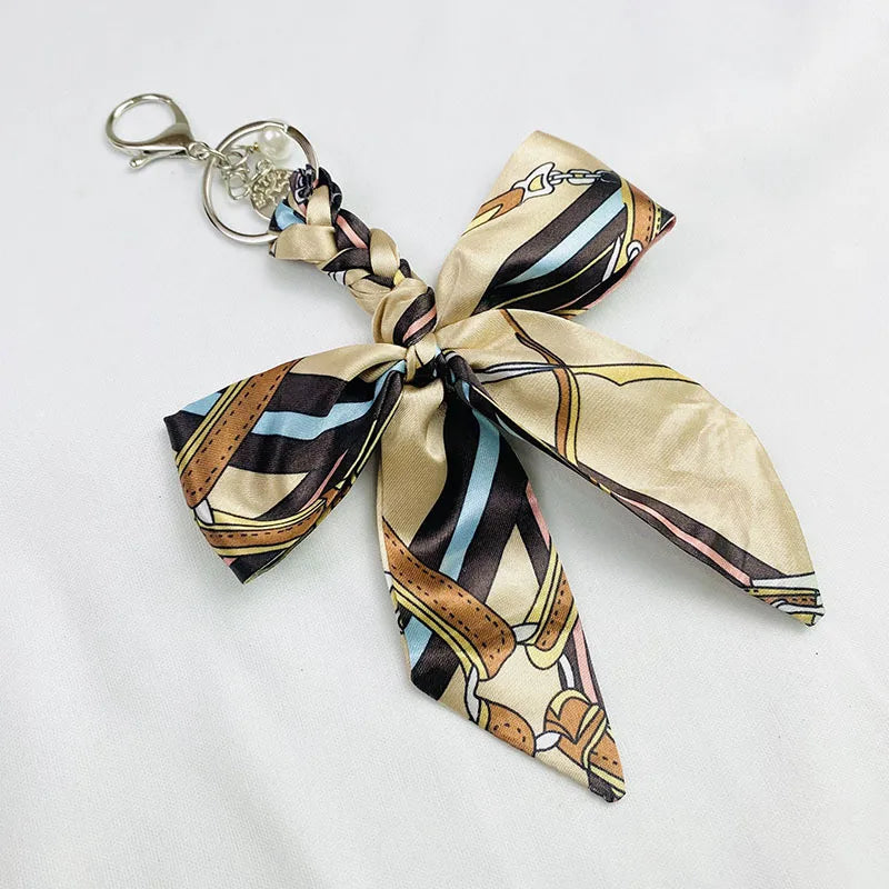 Sweet Simple Style Bow Knot Cloth Metal Unisex Bag Pendant Keychain