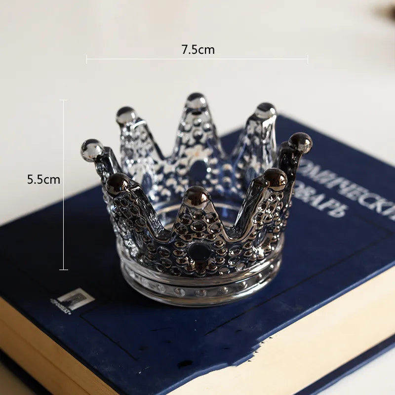fashion geometric necklace ring storage dish glass relief candlestick crown gold small ornaments