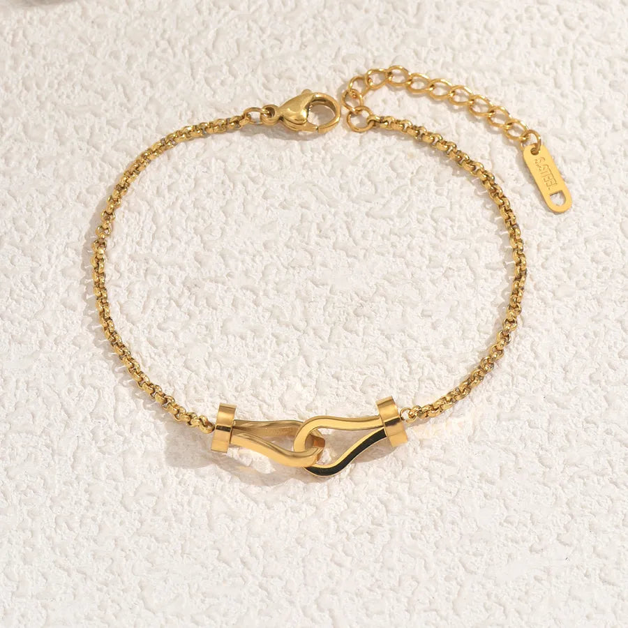 IG Style French Style Classic Style Geometric 201 Stainless Steel O-shaped chain Bracelets In Bulk